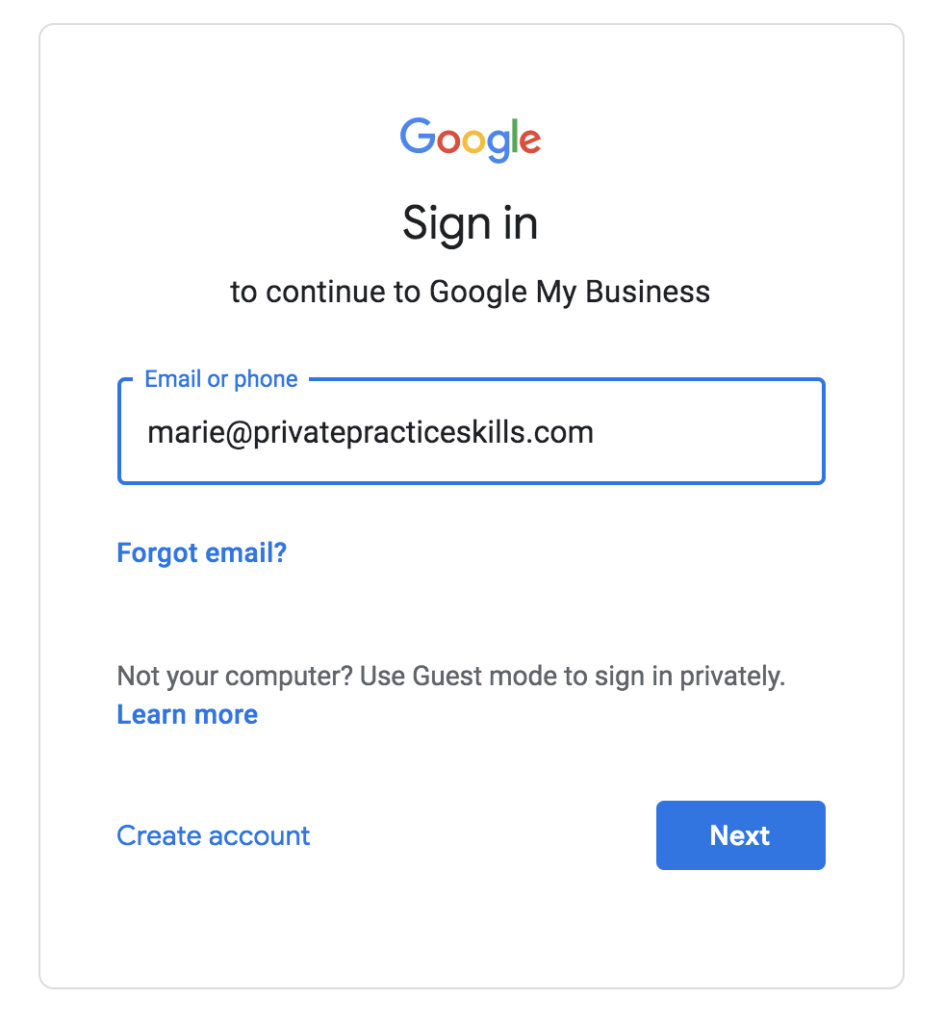 Setup Google My Business for Private Practice